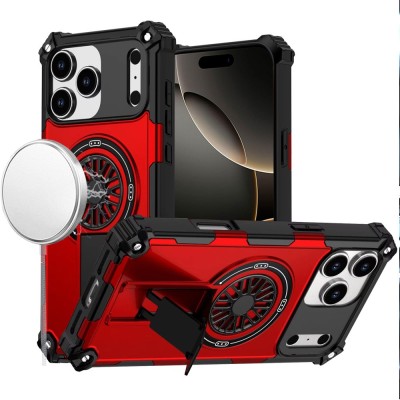 For iPhone 17 Pro CD Texture Design Magnetic Car Mount Friendly HQ Hybrid - Red