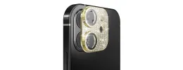 For Apple iPhone 12 Diamond Bling Camera Lens Full Tempered Glass - Gold