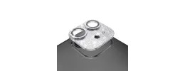 For Apple iPhone 13/13 Mini Diamond Bling Camera Lens Full Tempered Glass - Silver