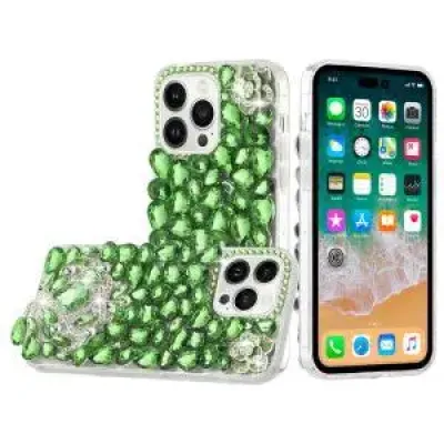For Apple iPhone XR Jewel Full Diamond Bling Case Cover - Green
