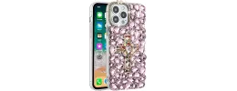 For Apple iPhone 14 PRO 6.1" Cross Full Diamond Bling Case Cover - Pink