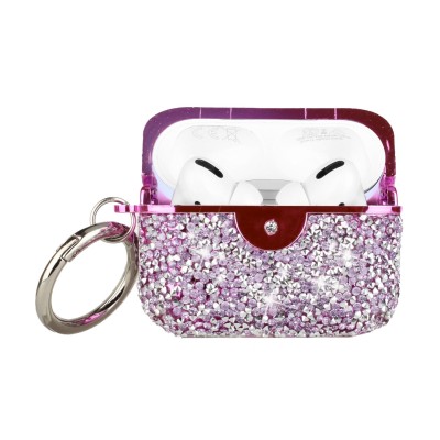 For AirPods Pro Deluxe Diamond Bling Glitter Case Cover - Purple