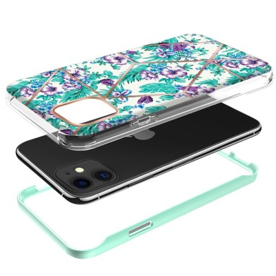 For Apple iPhone 14 PRO 6.1" Slick 3in1 Premium IMD Electroplated Hybrid Design Case Cover - C