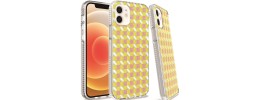 For iPhone 12 Pro Max 6.7 Trendy Fashion Design Hybrid Case Cover - Yellow Squares