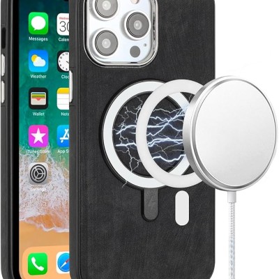 For iPhone 15 Fashion PU Vegan Chrome Edged Case Cover - Black