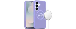 For Samsung s26 [Magnetic Circle] Smooth Safe Matte Feel Hybrid Case - Light Purple
