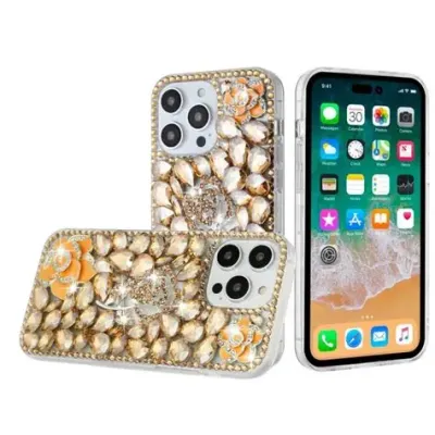 For Apple iPhone XR Jewel Full Diamond Bling Case Cover - Gold