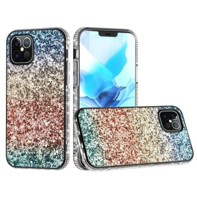 For Apple iPhone 14 6.1" Decorative Glitter with Diamond All Around Hybrid - B Style