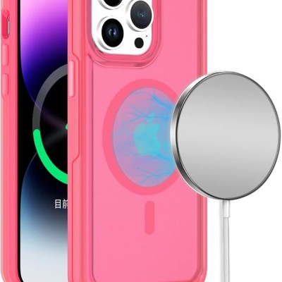 For iP15 Pro Max Glossy Oil Premium Hybrid Case Cover - Hot Pink