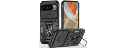 For Google Pixel 10/10 Pro Tough Hybrid With Ring Stand Case  Black