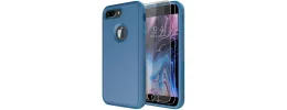 For Apple iPhone 8 Plus/7 Plus AQUA Strong Magnetic Ring Stand Hybrid Case Cover - Dark Blue
