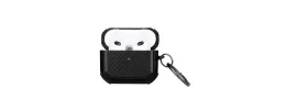 For AirPods Pro 3 2025 (3rd Version) Carbon Fiber Design Hybrid With Metal Hook Case Cover - Black