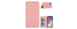 For Apple iPhone 14 PRO 6.1" Wallet Premium PU Vegan Leather ID Card Money Holder with Magnetic Closure - Rose Gold
