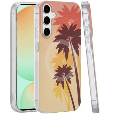 For Samsung S24 FE [Magnetic Circle] Double Layer Design IMD TPU Case - Coconut Palm