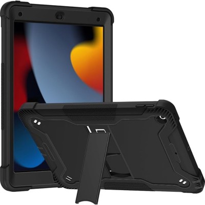 For Apple New iPad 9.7 inch Tough Tablet Strong Kickstand Hybrid Case Cover - Black