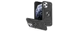 For Apple iPhone XR Robust Magnetic Kickstand Hybrid Case Cover - Black