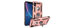 For Apple iPhone XR Ring Magnetic Kickstand Hybrid Case Cover - Rose Gold