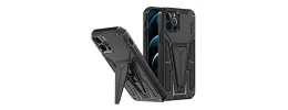 For Apple iPhone XR Rocker Kickstand Tough Shockproof Hybrid Case Cover - Black