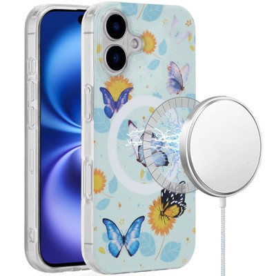 For iPhone 17 [Magnetic] Double Layer Design IMD Case - Mystic  Butterflies