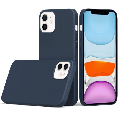 For iPhone 11 (XI6.1) PU Leather with inner [Magnetic Circle] Colored Metal Buttons - Indigo Blue