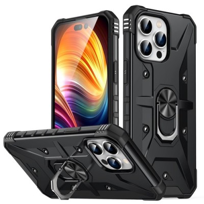 For iPhone 12 & iPhone 12 Pro Lone Unique Magnetic Ring Stand Hybrid - Black