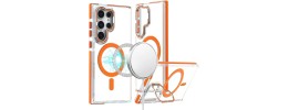 For Samsung s25 Ultra MagSonic Camera Bracket Stand Magnetic Ring Circle Hybrid - Orange