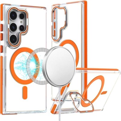 For Samsung s25 Ultra MagSonic Camera Bracket Stand Magnetic Ring Circle Hybrid - Orange