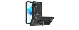 For iPhone 13/14 Ring Magnetic Kickstand Hybrid Case Cover - Black