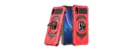 For Apple iPhone XR Robotic Hybrid with Magnetic Ring Stand Case Cover - Red