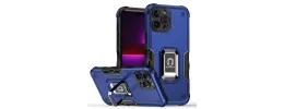 For iPhone 13 Pro Max OPTIMUM Magnetic Ring Stand Hybrid Case Cover - Blue