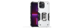 For iPhone 13 Pro Max OPTIMUM Magnetic Ring Stand Hybrid Case Cover - Silver
