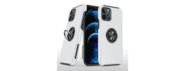 For iPhone 13 Pro CHIEF Oil Painted Magnetic Ring Stand Hybrid Case Cover - Silver