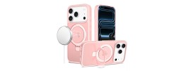For iPhone 17 Pro Max Magnetic Matching Ring Stand Full Rotation Matte Hybrid - Light Pink