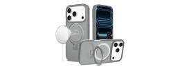 For iPhone 17 Pro Max Magnetic Matching Ring Stand Full Rotation Matte Hybrid - Grey