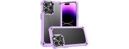 For iP15 Pro Max Ultimate CaseX Transparent Hybrid Case with Metal Buttons And Camera Edges - Light Purple