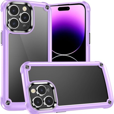 For iP15 Pro Max Ultimate CaseX Transparent Hybrid Case with Metal Buttons And Camera Edges - Light Purple