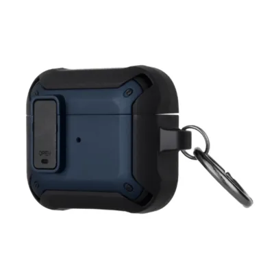 For AirPods Pro2 (2022 2nd Version) Machine Hybrid ShockProof With Metal Hook Case Cover - Dark Blue