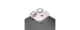 For Apple iPhone 13/13 Mini Diamond Bling Camera Lens Full Tempered Glass - Pink