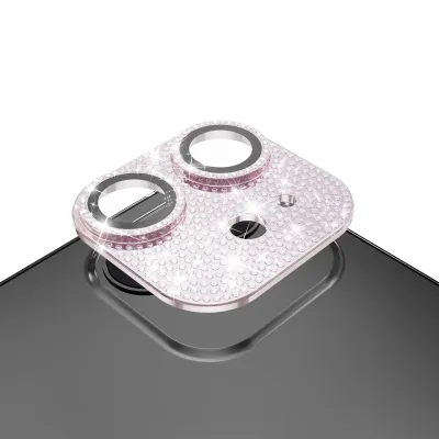 For Apple iPhone 13/13 Mini Diamond Bling Camera Lens Full Tempered Glass - Pink