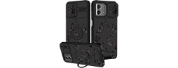 For Moto G Stylus 5G 2025 Butterfly Moveable Grip Stand With  Small Diamonds Meta Buttons HQ Hybrid - Black
