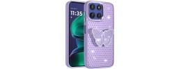 For Moto G Stylus 5G 2025 Butterfly Moveable Grip Stand With  Small Diamonds Meta Buttons HQ Hybrid - Purple