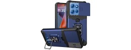 For Moto G 5G 2025/2026 / G PLAY 2026 Multi-Functional 2X Card Slot Shockproof Metal Ring Hybrid Case - Blue