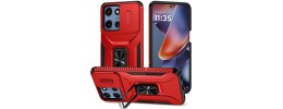 For Moto G 5G 2025/2026 / G PLAY 2026 Multi-Functional 2X Card Slot Shockproof Metal Ring Hybrid Case - Red