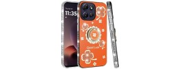 For Moto G 5G 2025/2026 / G PLAY 2026 SPLENDID Diamond Glitter Ornaments Engraving Case Cover - Good Luck Floral Cosmic Orange