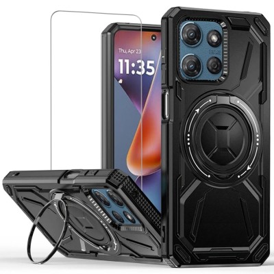 For Moto G 5G 2025/2026 - G Play 2026 - CD Texture Design Magnetic Car Mount Friendly HQ Hybrid - Black
