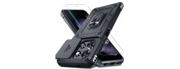 For Moto G 5G 2025/2026 - G Play 2026 - Crystal Glass Diamond with Metallic Buttons and Edges Hybrid Case - Black