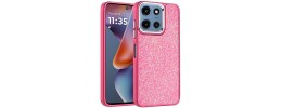 For Moto G 5G 2025/2026 - G Play 2026 - Crystal Glass Diamond with Metallic Buttons and Edges Hybrid Case - Hot Pink