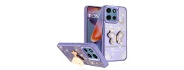 For Moto G 5G 2025/2026 - G Play 2026 - Cute Butterfly Ornaments Diamonds Shimmer Matching Metallic HQ Hybrid - Dark Purple