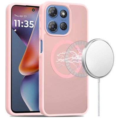 For Moto G 5G 2025/2026 - G Play 2026 - [Magnetic Circle] Smooth Safe Matte Feel Hybrid Case - Light Pink