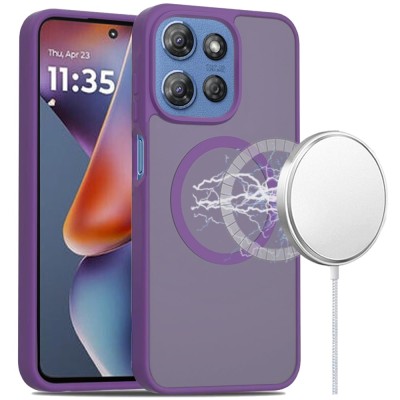 For Moto G 5G 2025/2026 - G Play 2026 - Magnetic Matching Ring Stand Full Rotation Matte Hybrid - Dark Purple